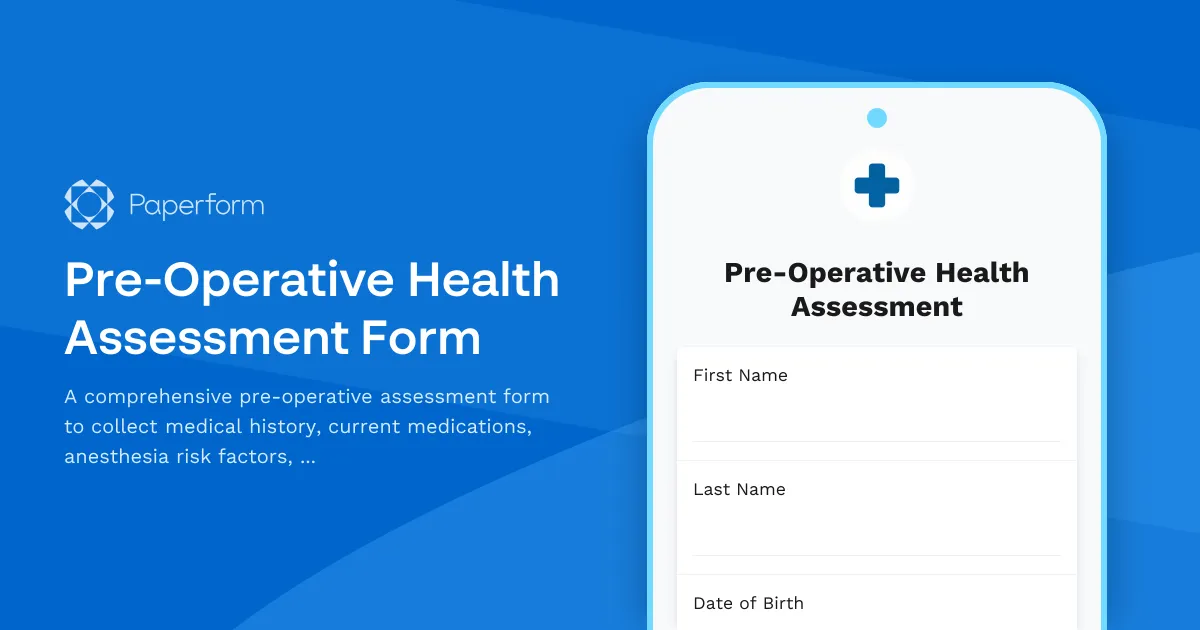 Pre-Operative Health Assessment Form