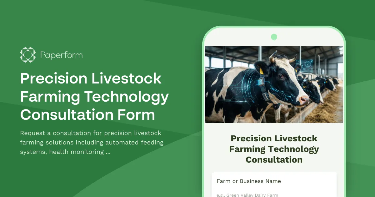 Precision Livestock Farming Technology Consultation Form