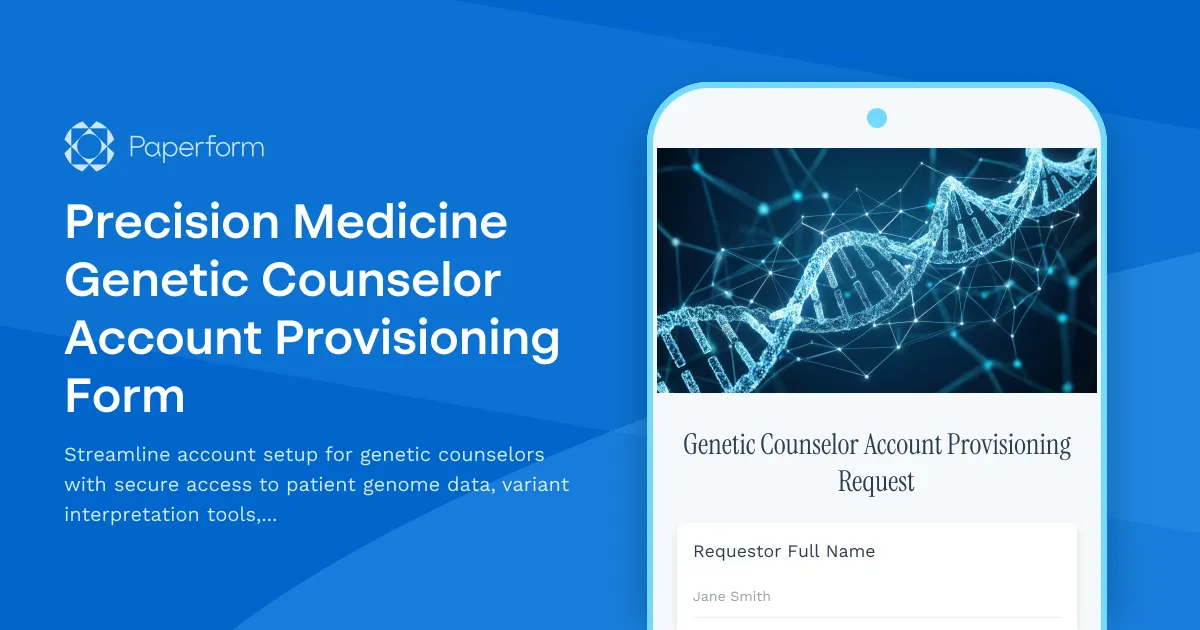 Precision Medicine Genetic Counselor Account Provisioning Form