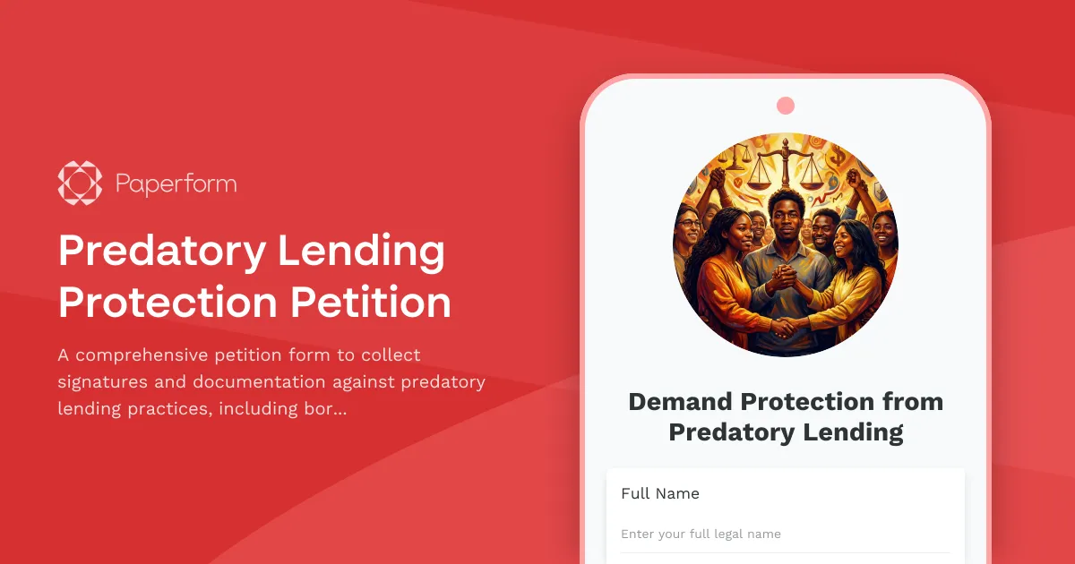 Predatory Lending Protection Petition