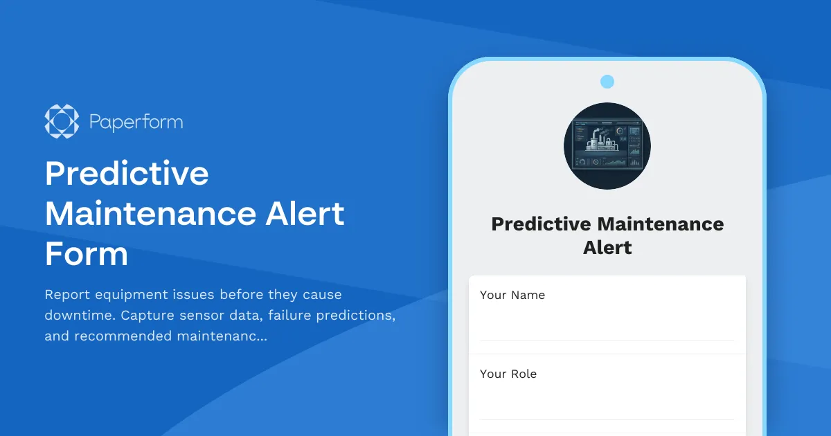 Predictive Maintenance Alert Form