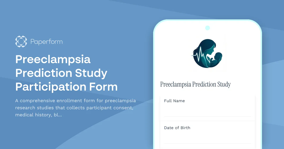 Preeclampsia Prediction Study Participation Form