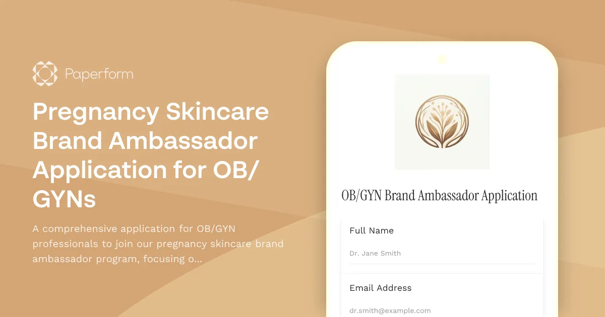Pregnancy Skincare Brand Ambassador Application for OB/GYNs