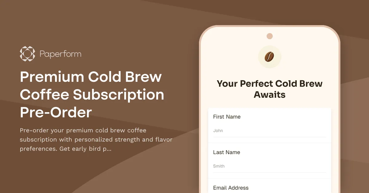 Premium Cold Brew Coffee Subscription Pre-Order