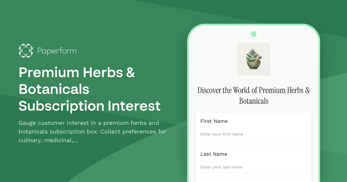 Premium Herbs & Botanicals Subscription Interest