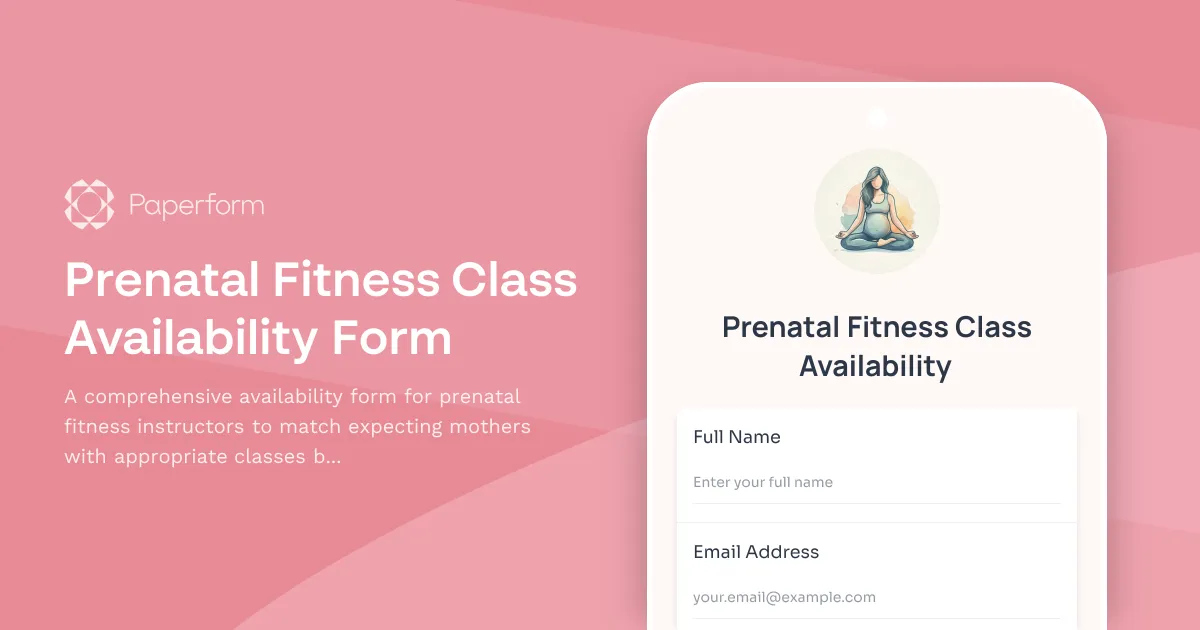 Prenatal Fitness Class Availability Form