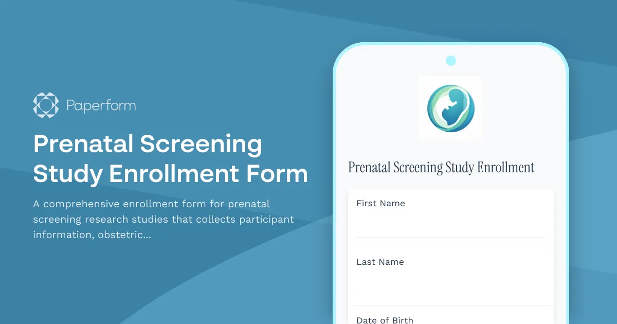 Prenatal Screening Study Enrollment Form