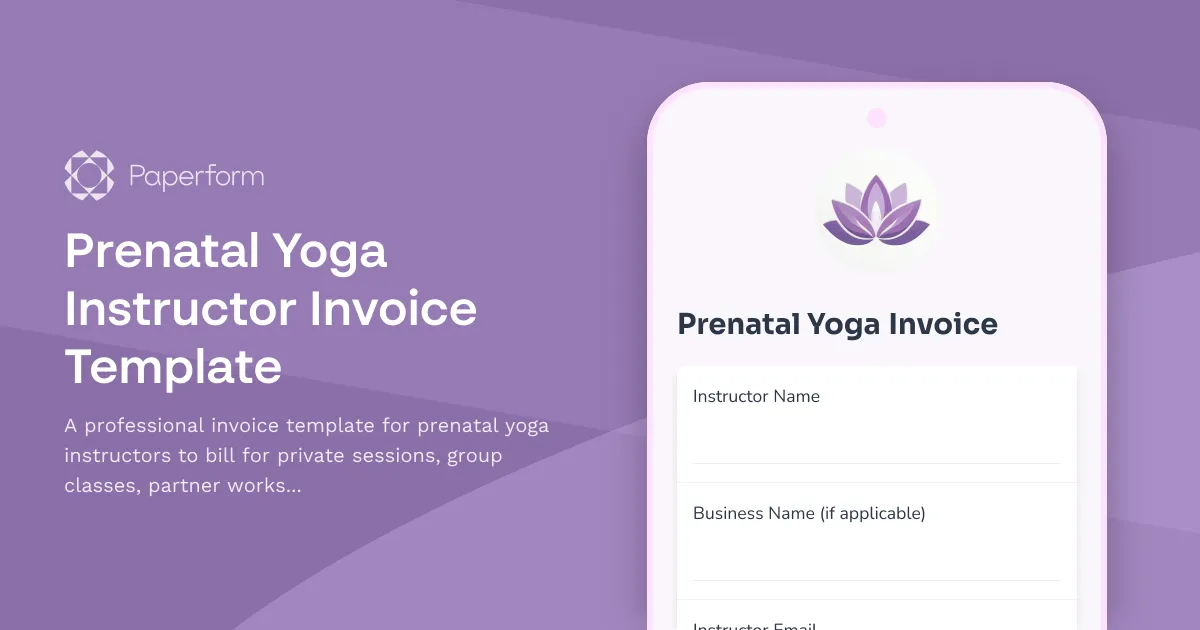 Prenatal Yoga Instructor Invoice Template