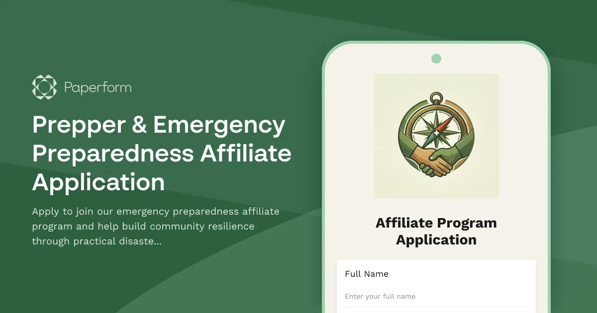 Prepper & Emergency Preparedness Affiliate Application