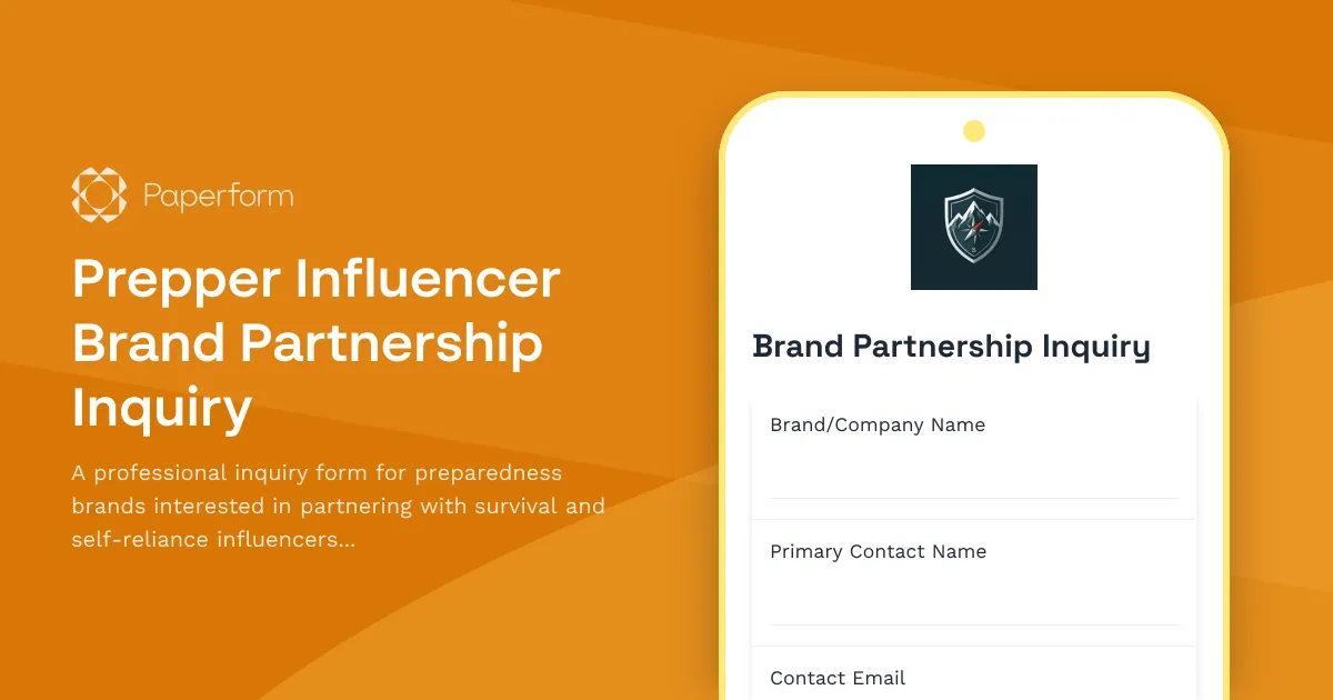 Prepper Influencer Brand Partnership Inquiry
