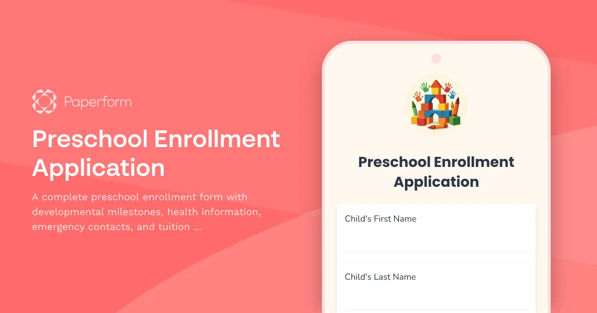 Preschool Enrollment Application