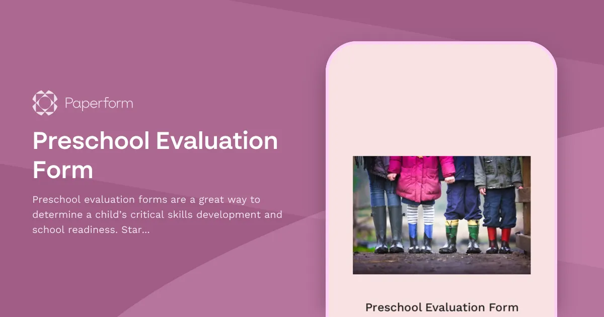 Preschool Evaluation Form