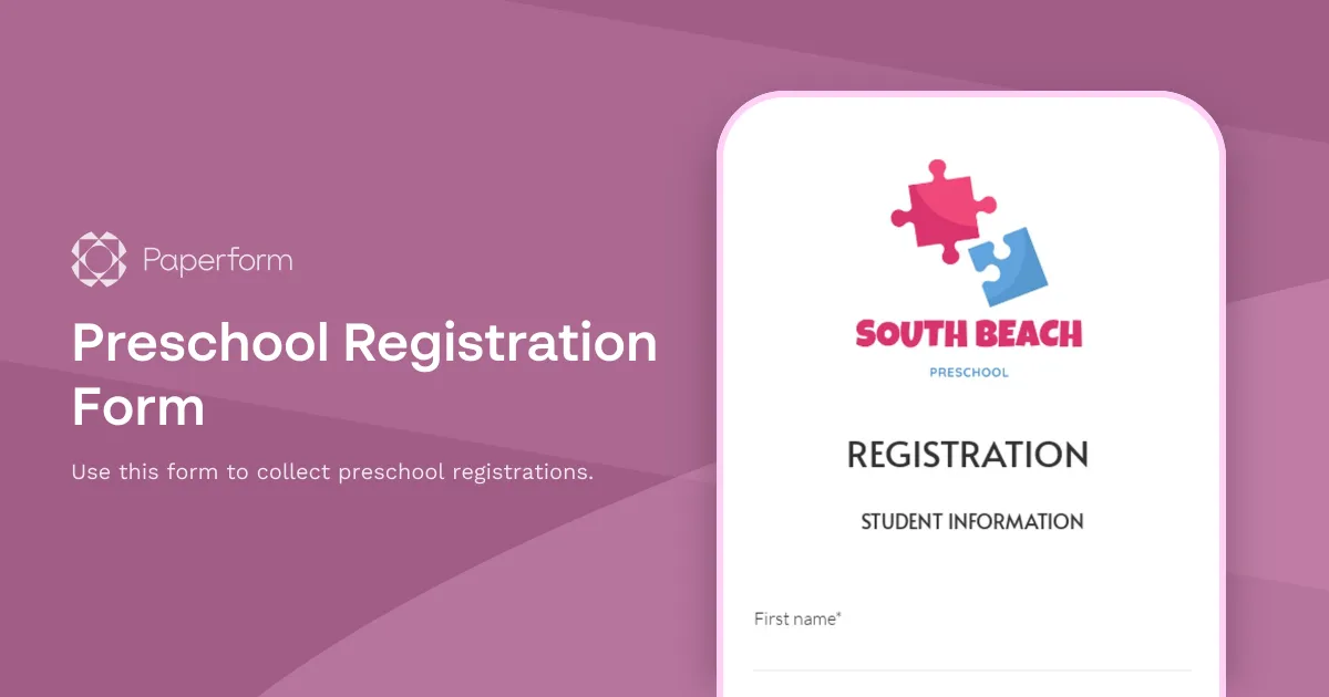 Preschool Registration Form