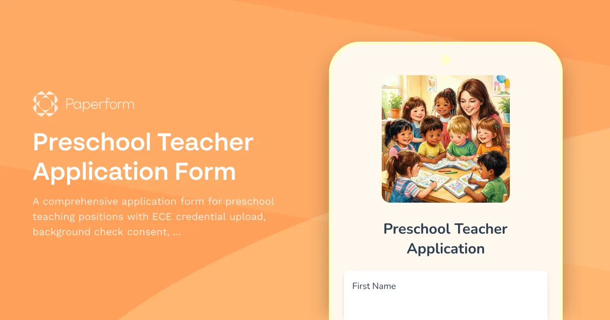 Preschool Teacher Application Form