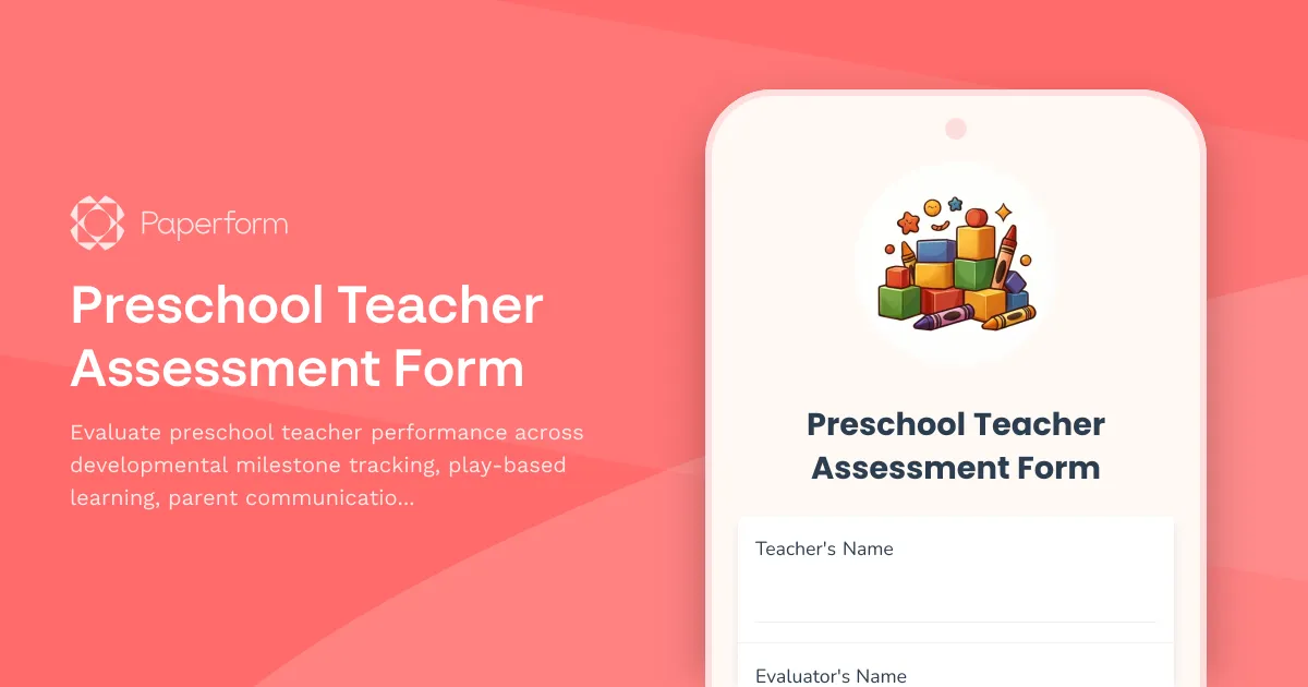 Preschool Teacher Assessment Form