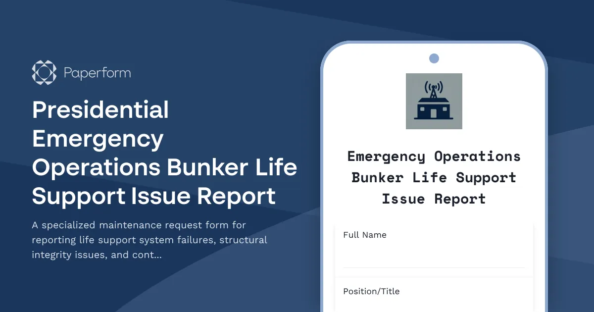 Presidential Emergency Operations Bunker Life Support Issue Report