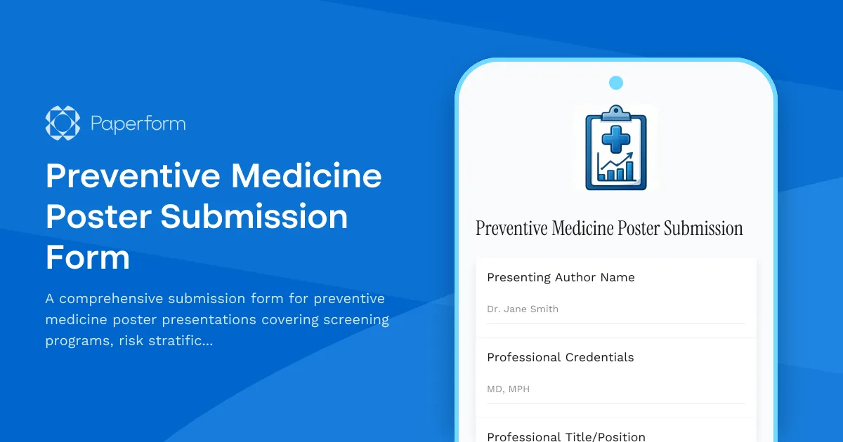Preventive Medicine Poster Submission Form