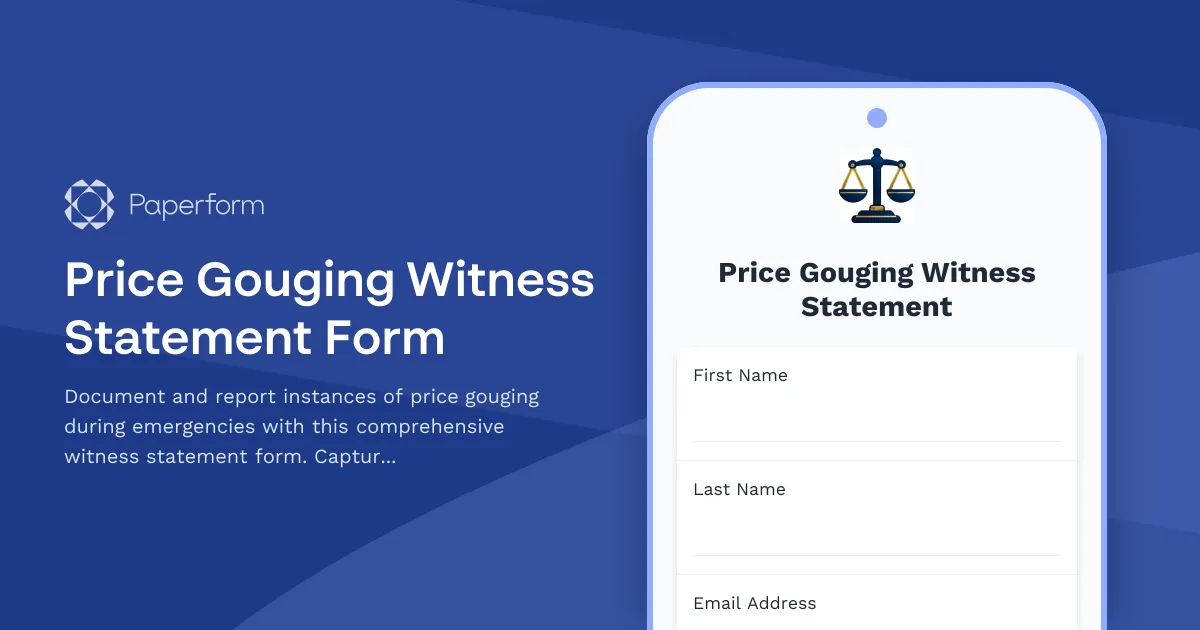Price Gouging Witness Statement Form