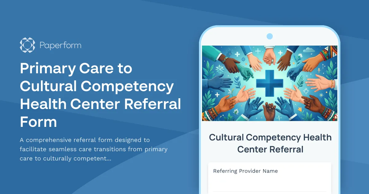 Primary Care to Cultural Competency Health Center Referral Form