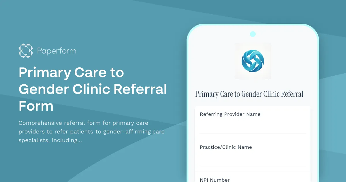 Primary Care to Gender Clinic Referral Form