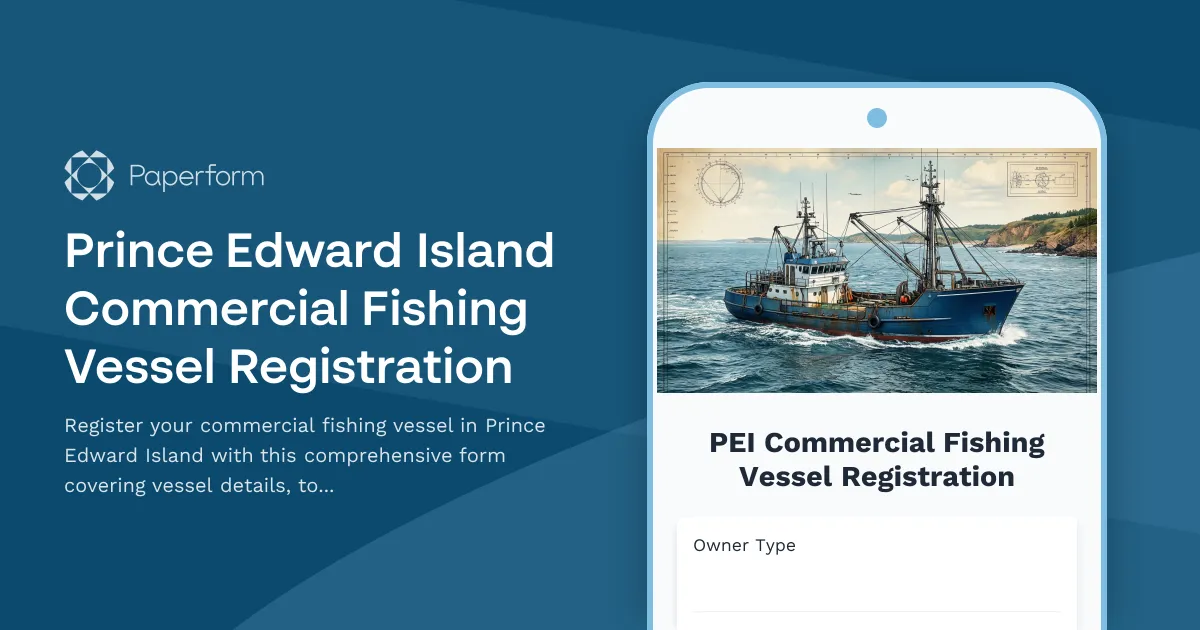 Prince Edward Island Commercial Fishing Vessel Registration