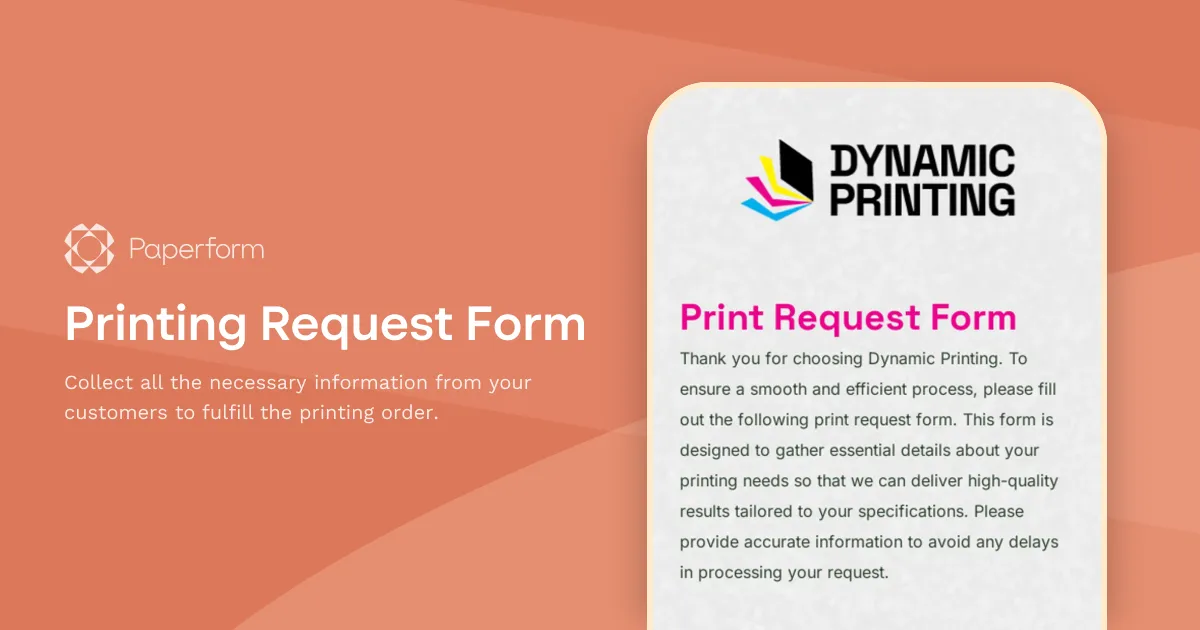 Printing Request Form