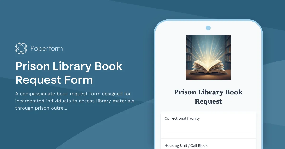Prison Library Book Request Form