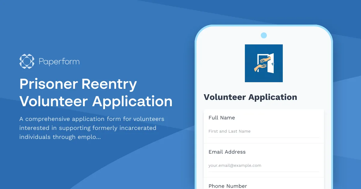 Prisoner Reentry Volunteer Application