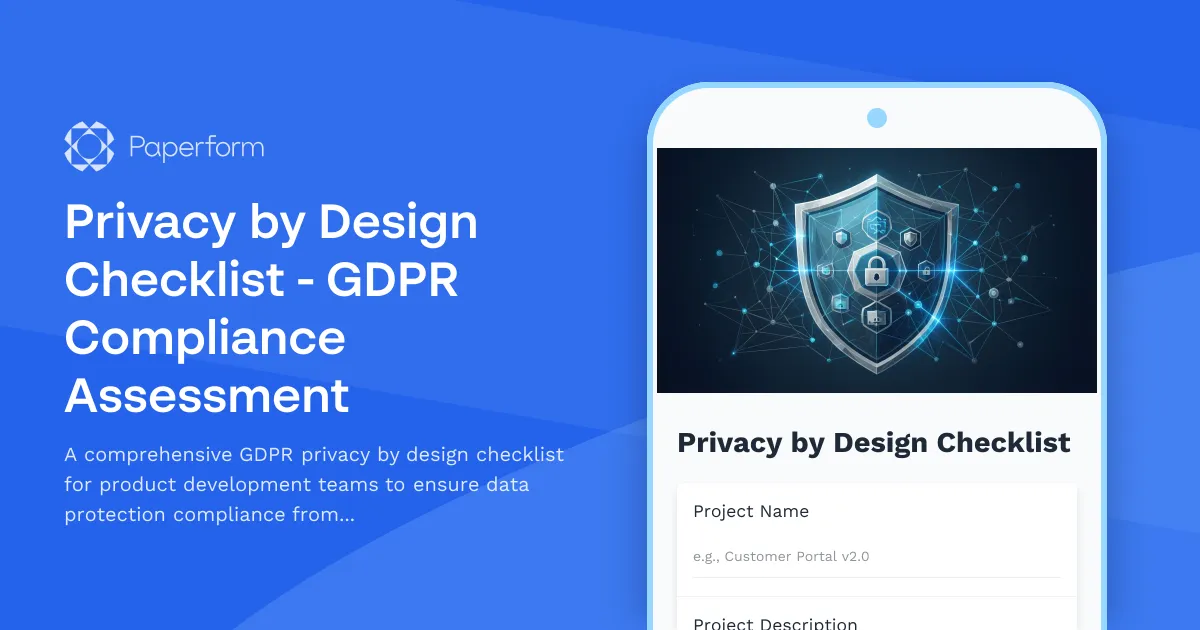 Privacy by Design Checklist - GDPR Compliance Assessment
