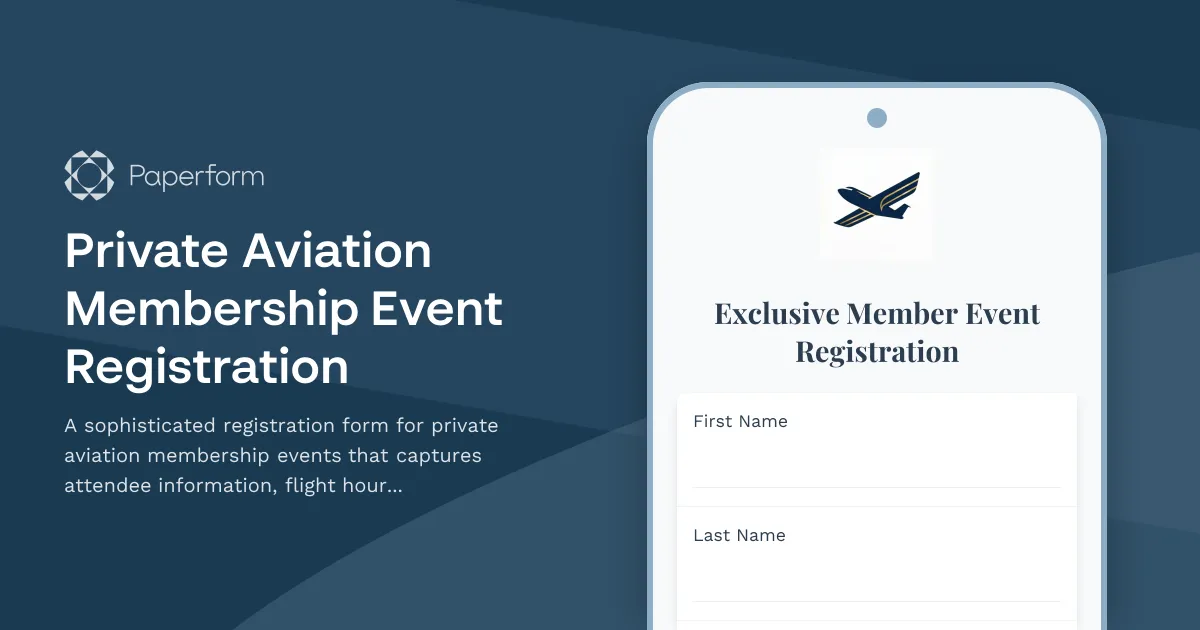 Private Aviation Membership Event Registration