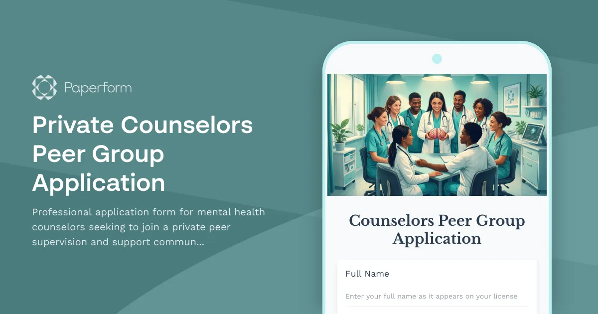 Private Counselors Peer Group Application
