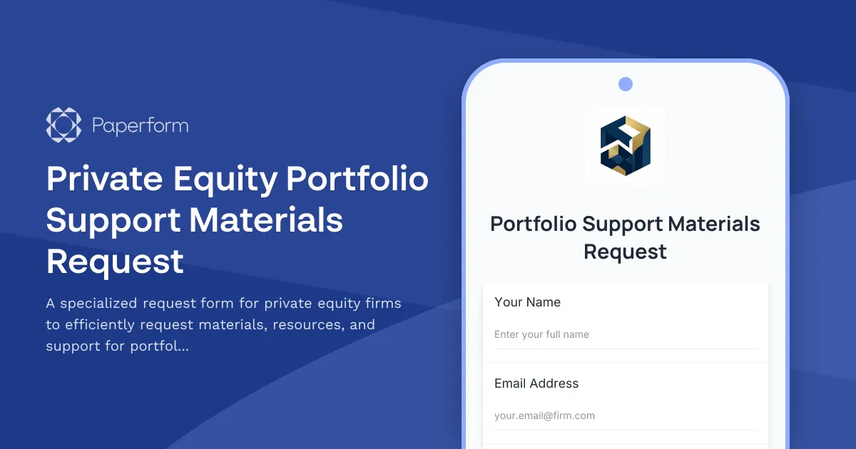 Private Equity Portfolio Support Materials Request