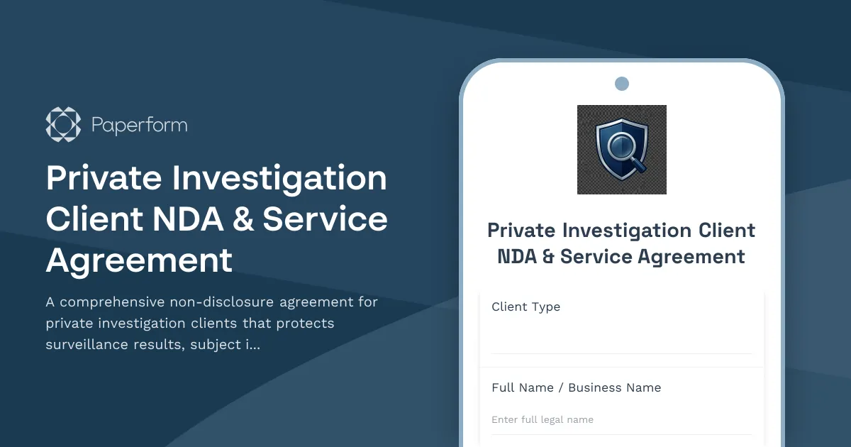 Private Investigation Client NDA & Service Agreement
