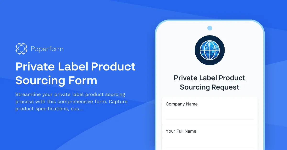 Private Label Product Sourcing Form