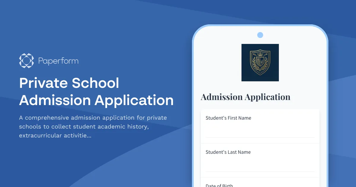 Private School Admission Application