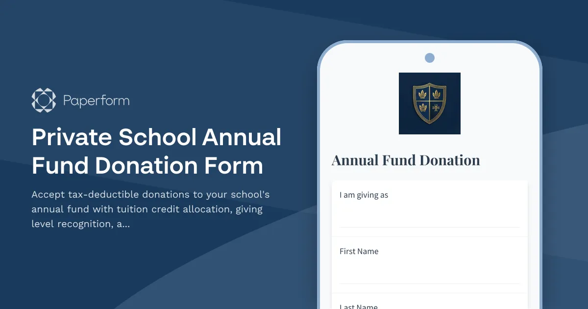 Private School Annual Fund Donation Form