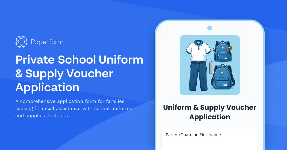 Private School Uniform & Supply Voucher Application