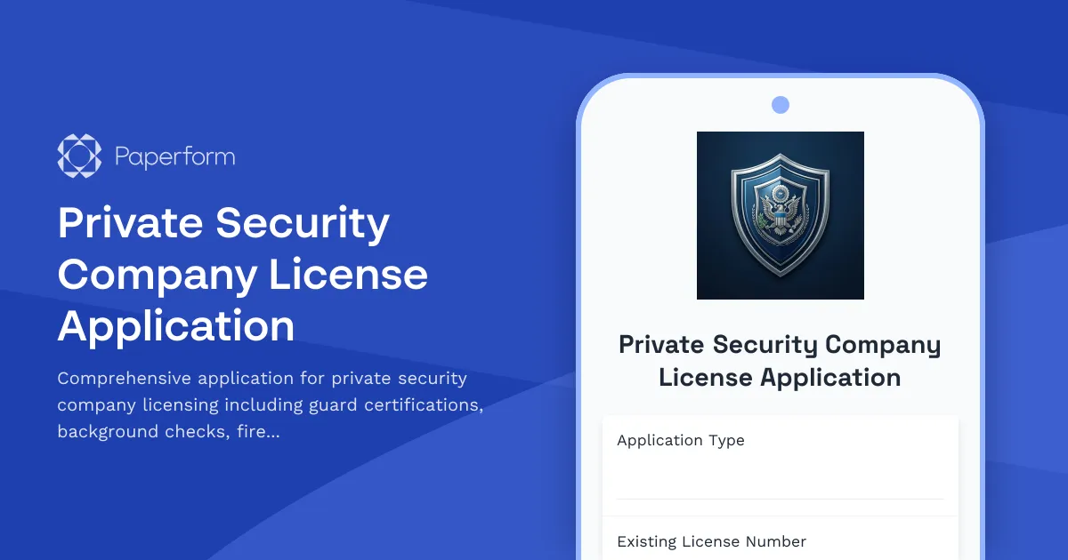 Private Security Company License Application