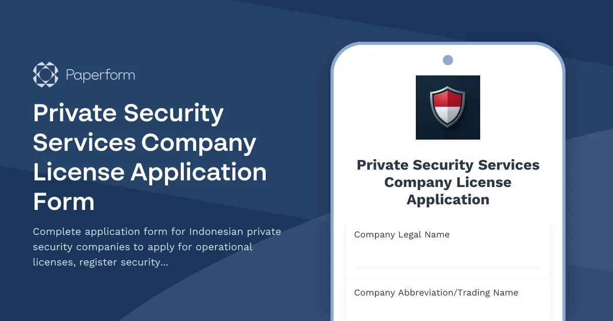Private Security Services Company License Application Form