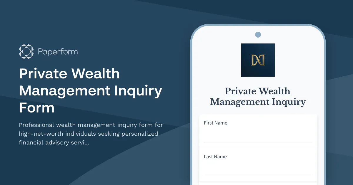 Private Wealth Management Inquiry Form