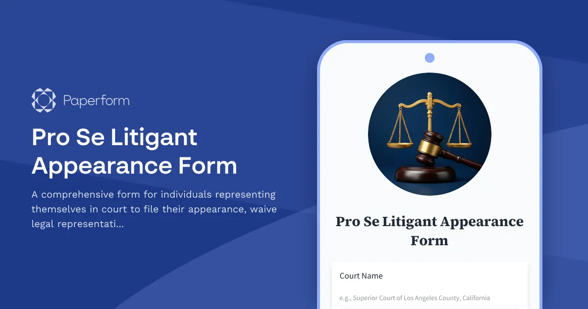 Pro Se Litigant Appearance Form