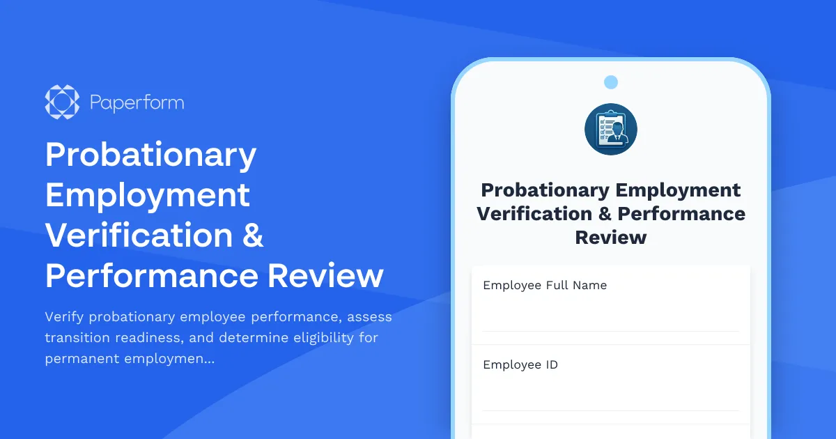 Probationary Employment Verification & Performance Review