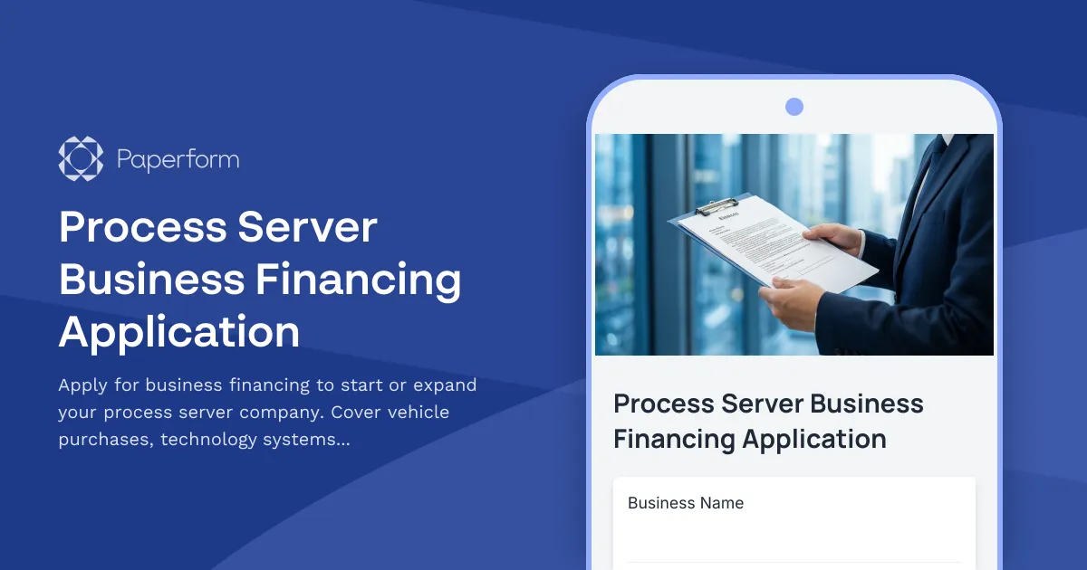 Process Server Business Financing Application