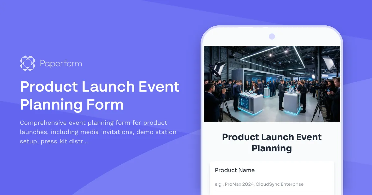 Product Launch Event Planning Form
