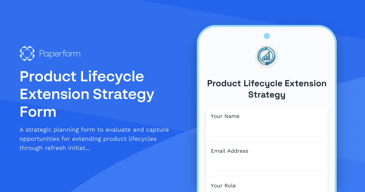 Product Lifecycle Extension Strategy Form