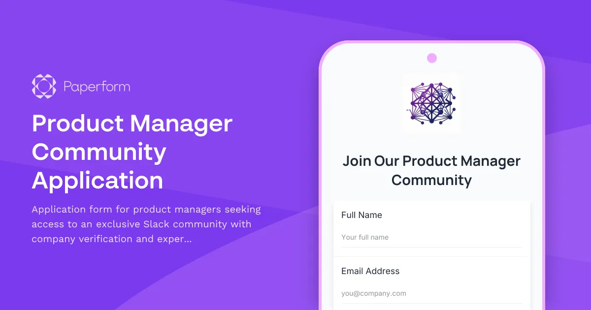 Product Manager Community Application