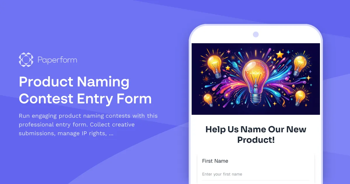Product Naming Contest Entry Form