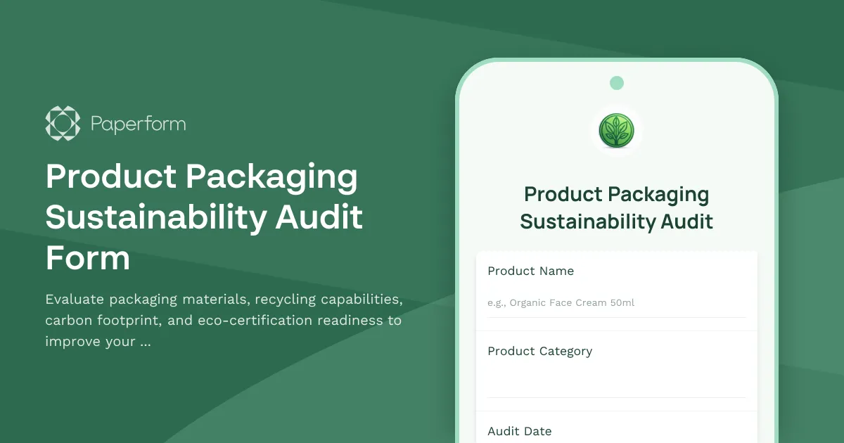 Product Packaging Sustainability Audit Form