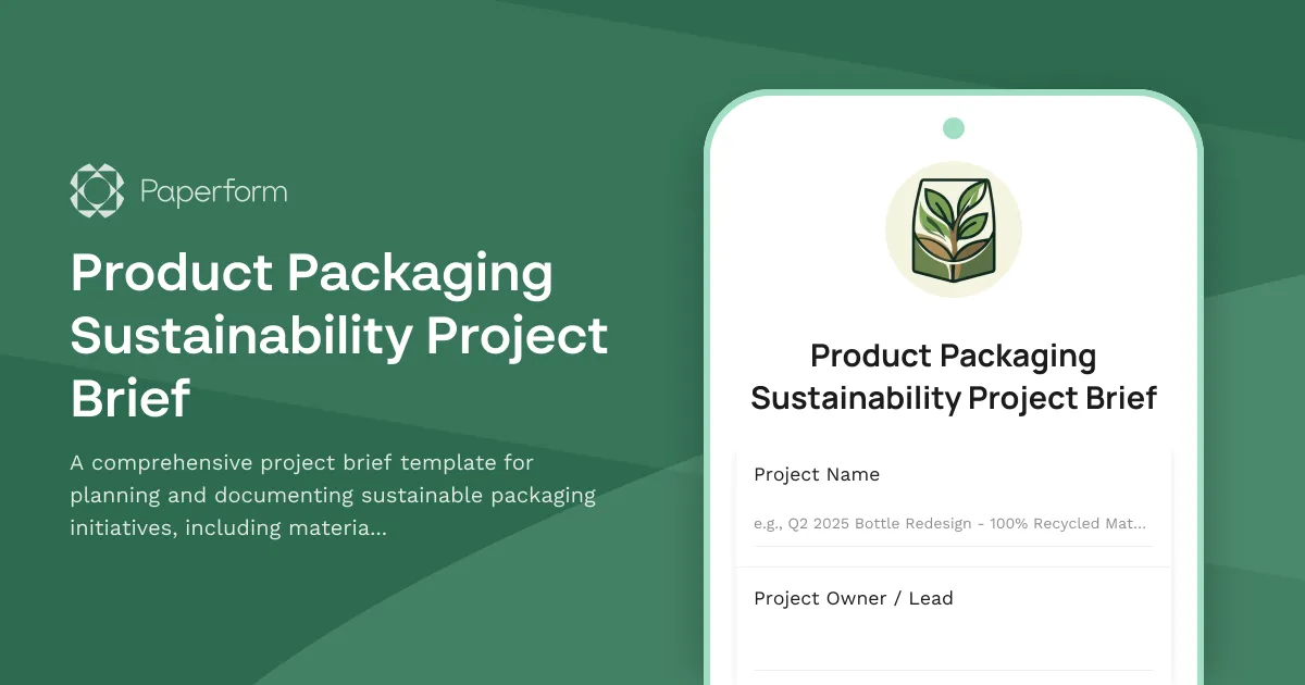 Product Packaging Sustainability Project Brief