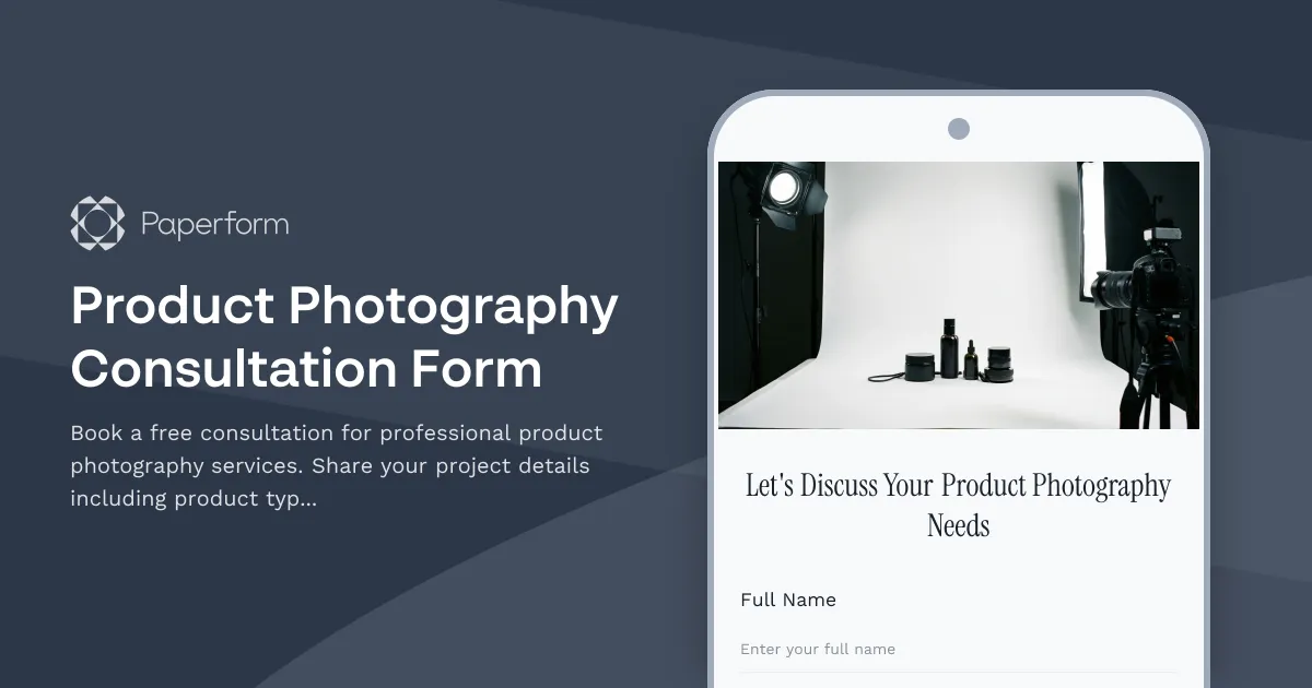 Product Photography Consultation Form